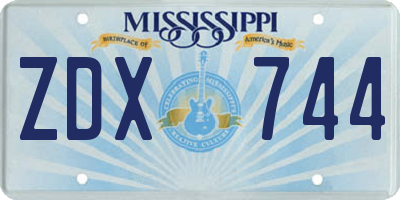 MS license plate ZDX744