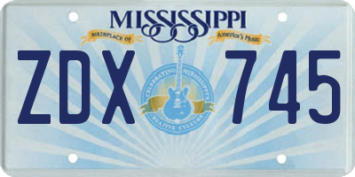 MS license plate ZDX745