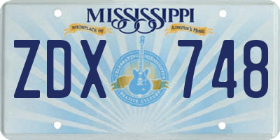 MS license plate ZDX748