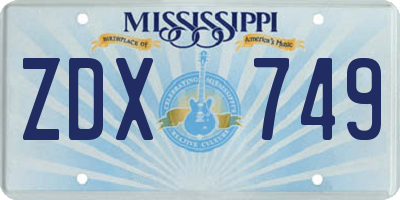 MS license plate ZDX749