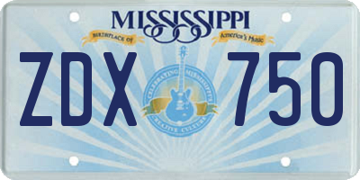 MS license plate ZDX750