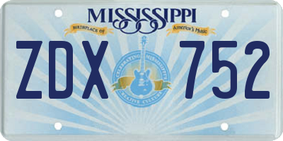 MS license plate ZDX752