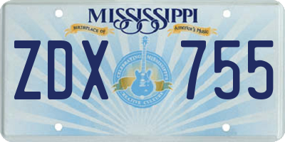 MS license plate ZDX755