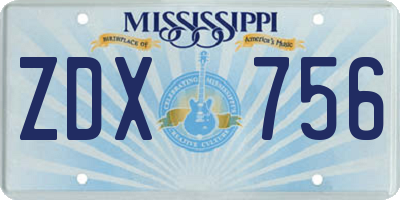 MS license plate ZDX756