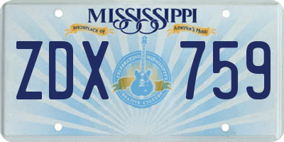 MS license plate ZDX759