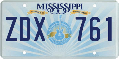 MS license plate ZDX761