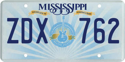 MS license plate ZDX762