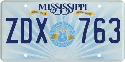 MS license plate ZDX763