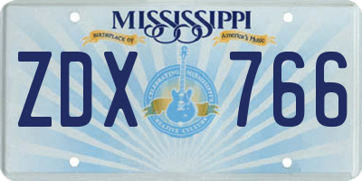 MS license plate ZDX766