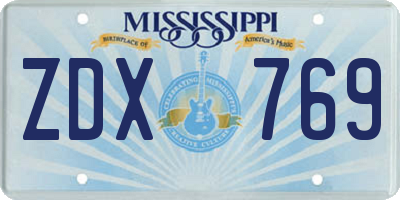MS license plate ZDX769