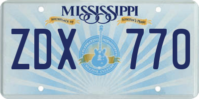 MS license plate ZDX770