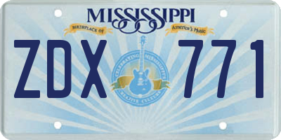 MS license plate ZDX771