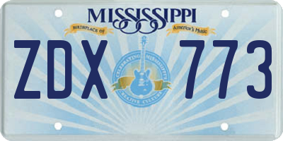MS license plate ZDX773