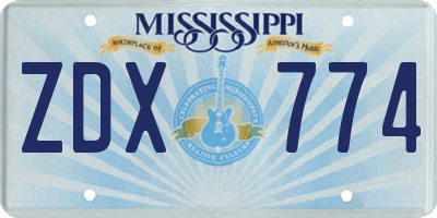 MS license plate ZDX774