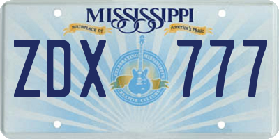 MS license plate ZDX777