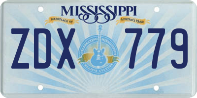 MS license plate ZDX779