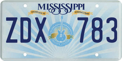 MS license plate ZDX783