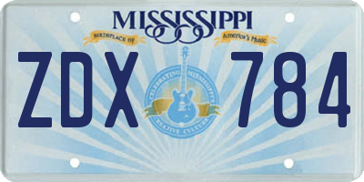 MS license plate ZDX784