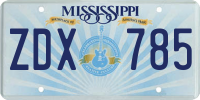 MS license plate ZDX785