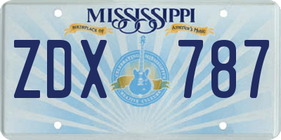 MS license plate ZDX787
