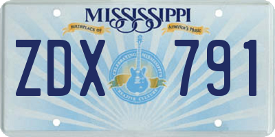 MS license plate ZDX791