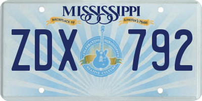 MS license plate ZDX792