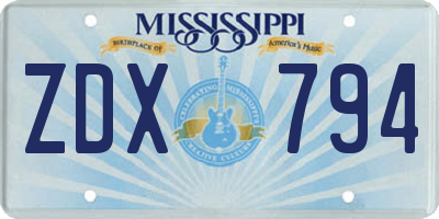 MS license plate ZDX794