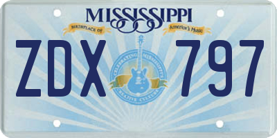 MS license plate ZDX797