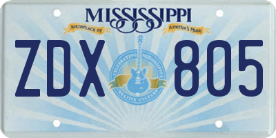 MS license plate ZDX805