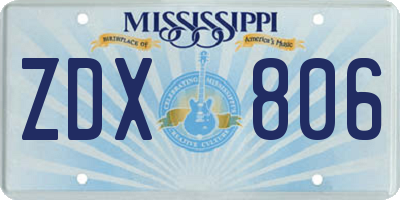 MS license plate ZDX806