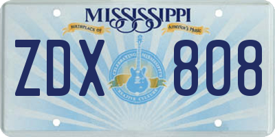 MS license plate ZDX808