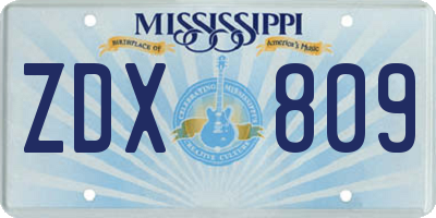 MS license plate ZDX809