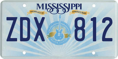 MS license plate ZDX812