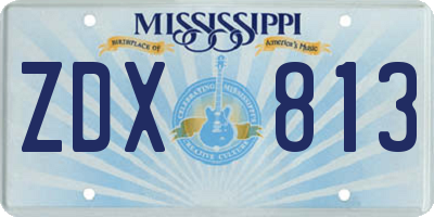 MS license plate ZDX813