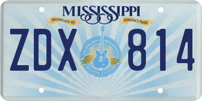 MS license plate ZDX814