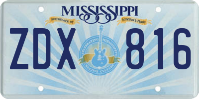 MS license plate ZDX816