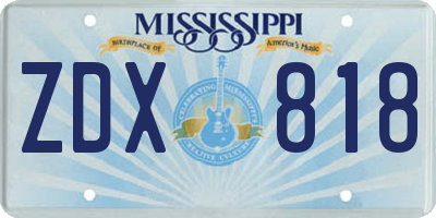 MS license plate ZDX818