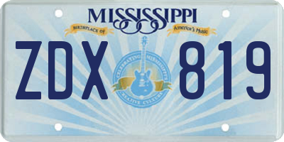 MS license plate ZDX819