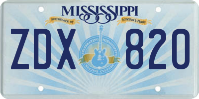 MS license plate ZDX820