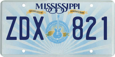 MS license plate ZDX821