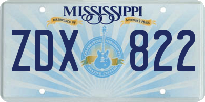 MS license plate ZDX822