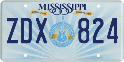 MS license plate ZDX824