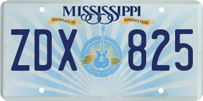 MS license plate ZDX825