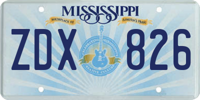 MS license plate ZDX826
