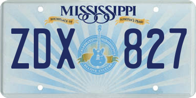 MS license plate ZDX827