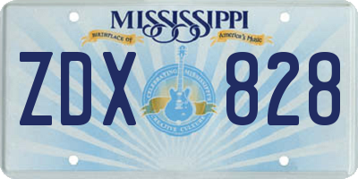 MS license plate ZDX828