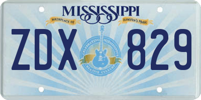 MS license plate ZDX829