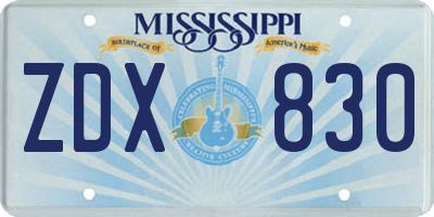 MS license plate ZDX830