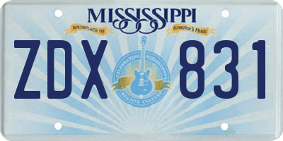 MS license plate ZDX831