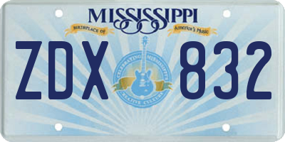 MS license plate ZDX832